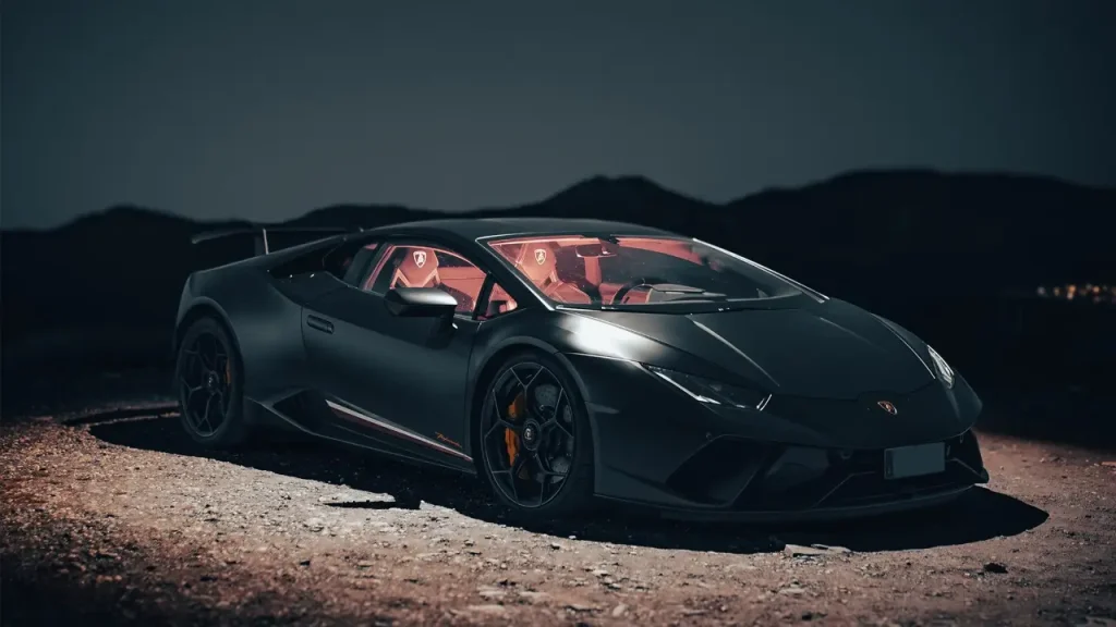 auto deportivo sobre terreno arenoso